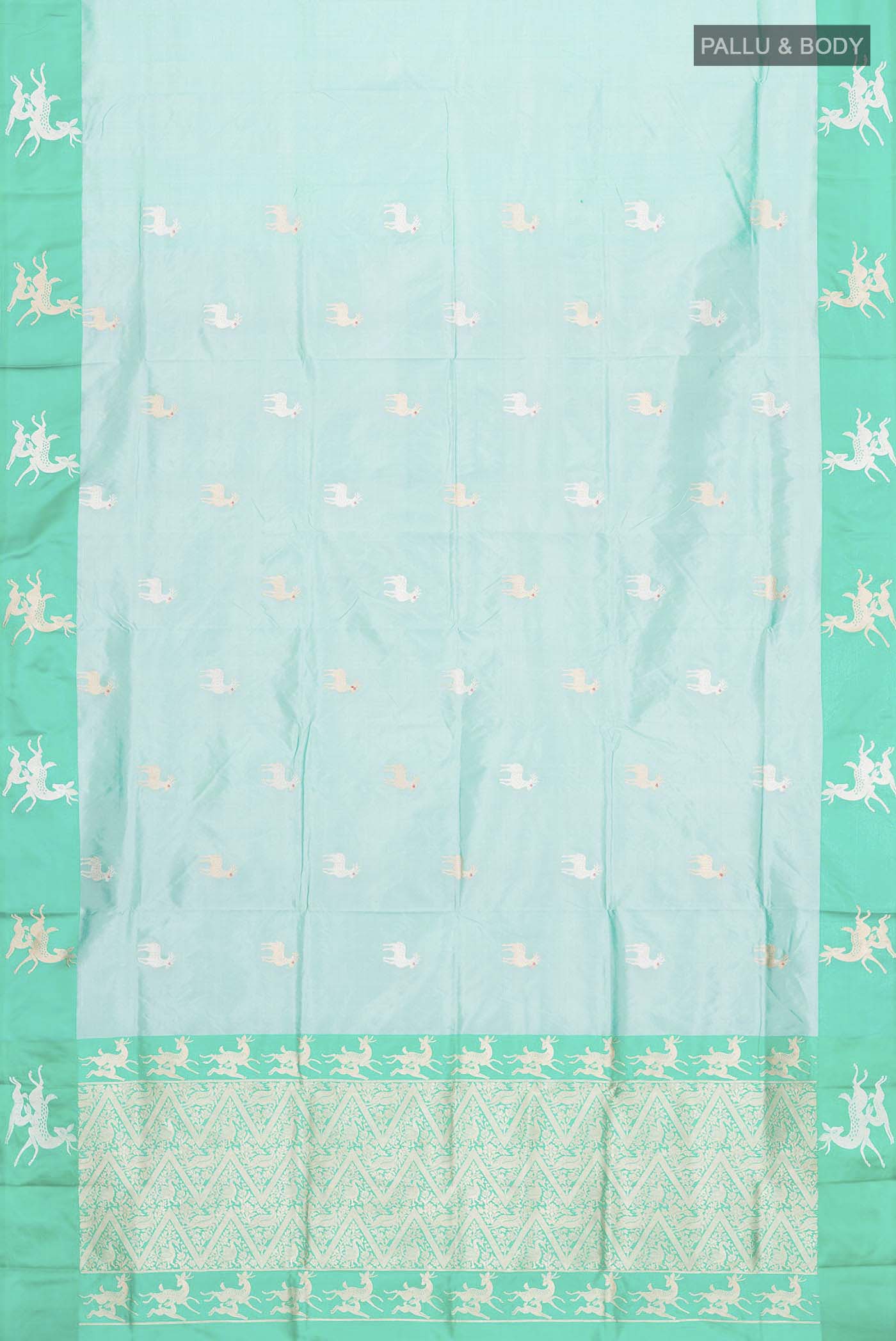 Light Blue Banarasi Katan Silk Saree - Image 5