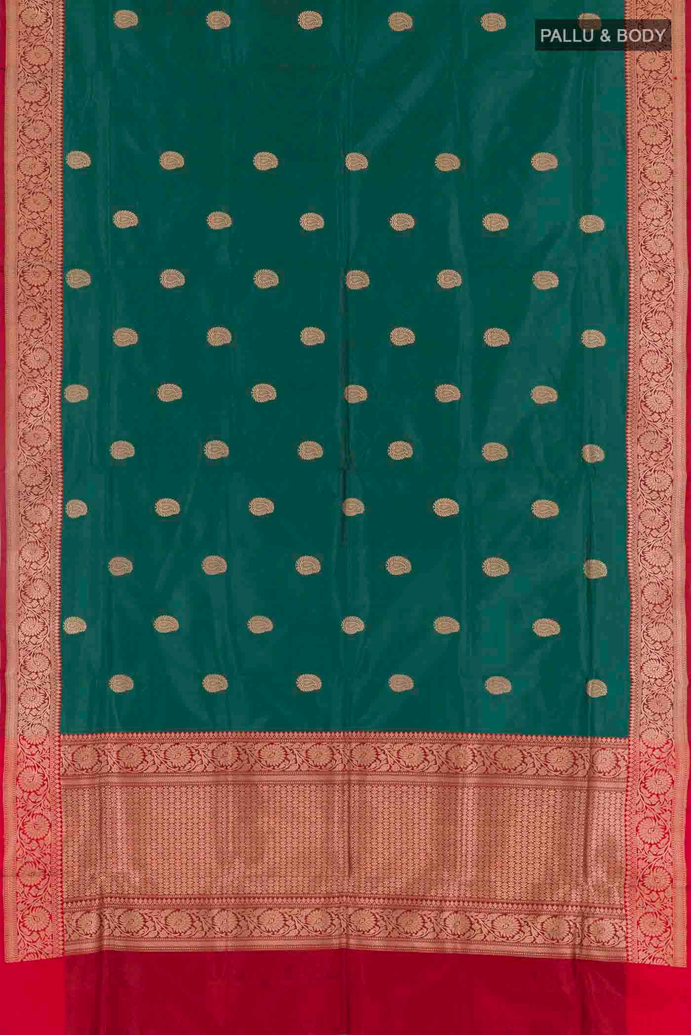 Green Banarasi Katan Silk Saree - Image 3