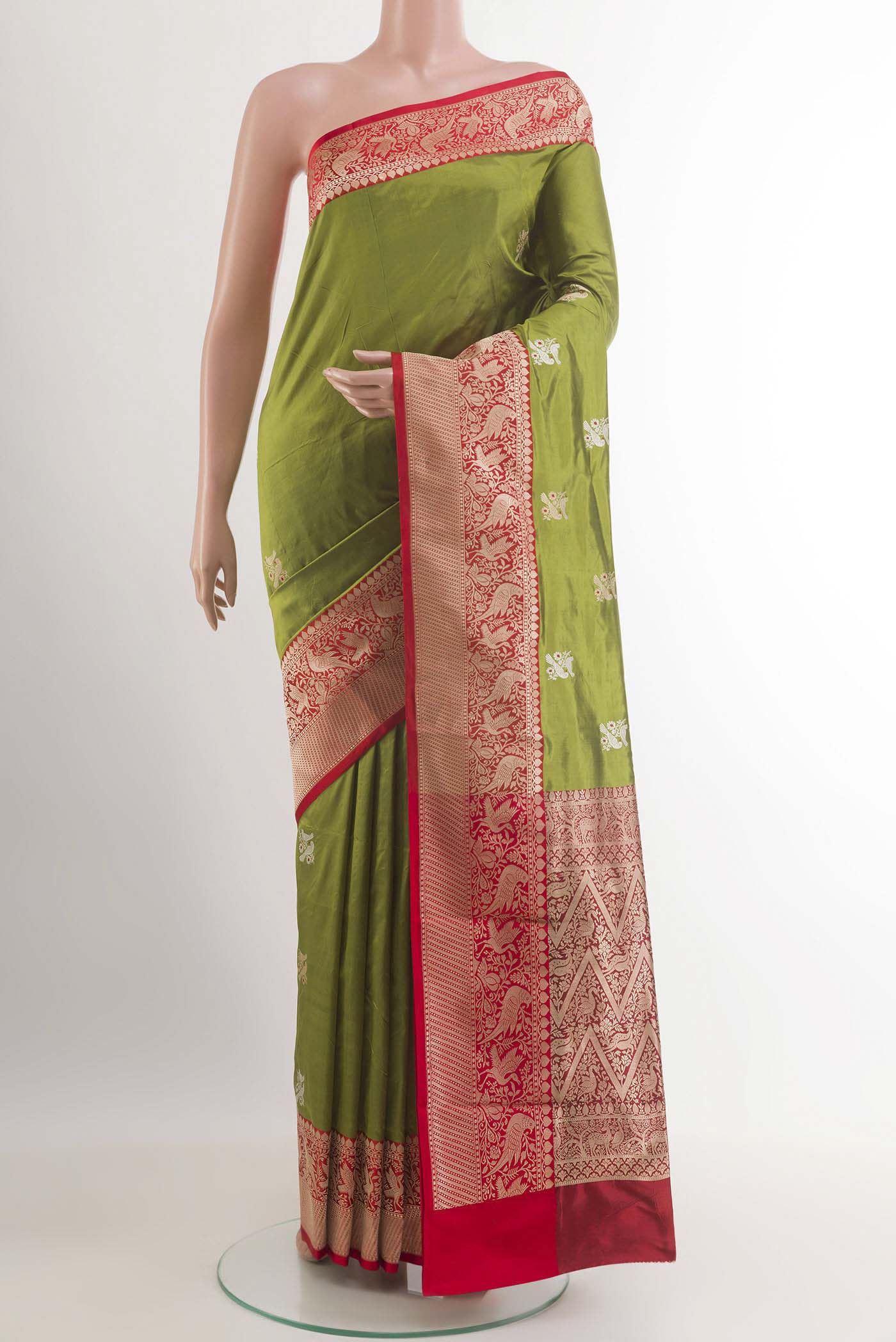 Green Banarasi Katan Silk Saree