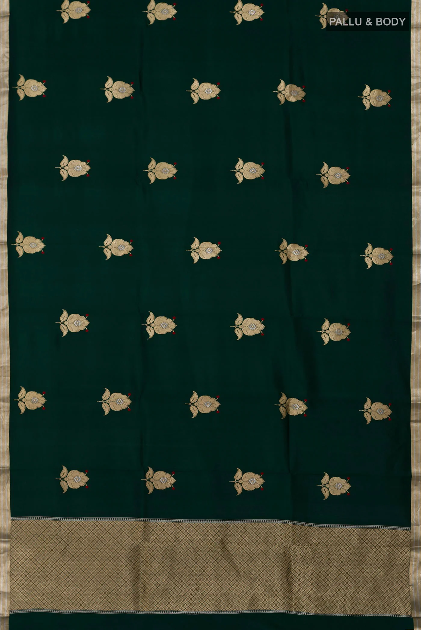 Bottle Green Banarasi Silk Saree - Image 5