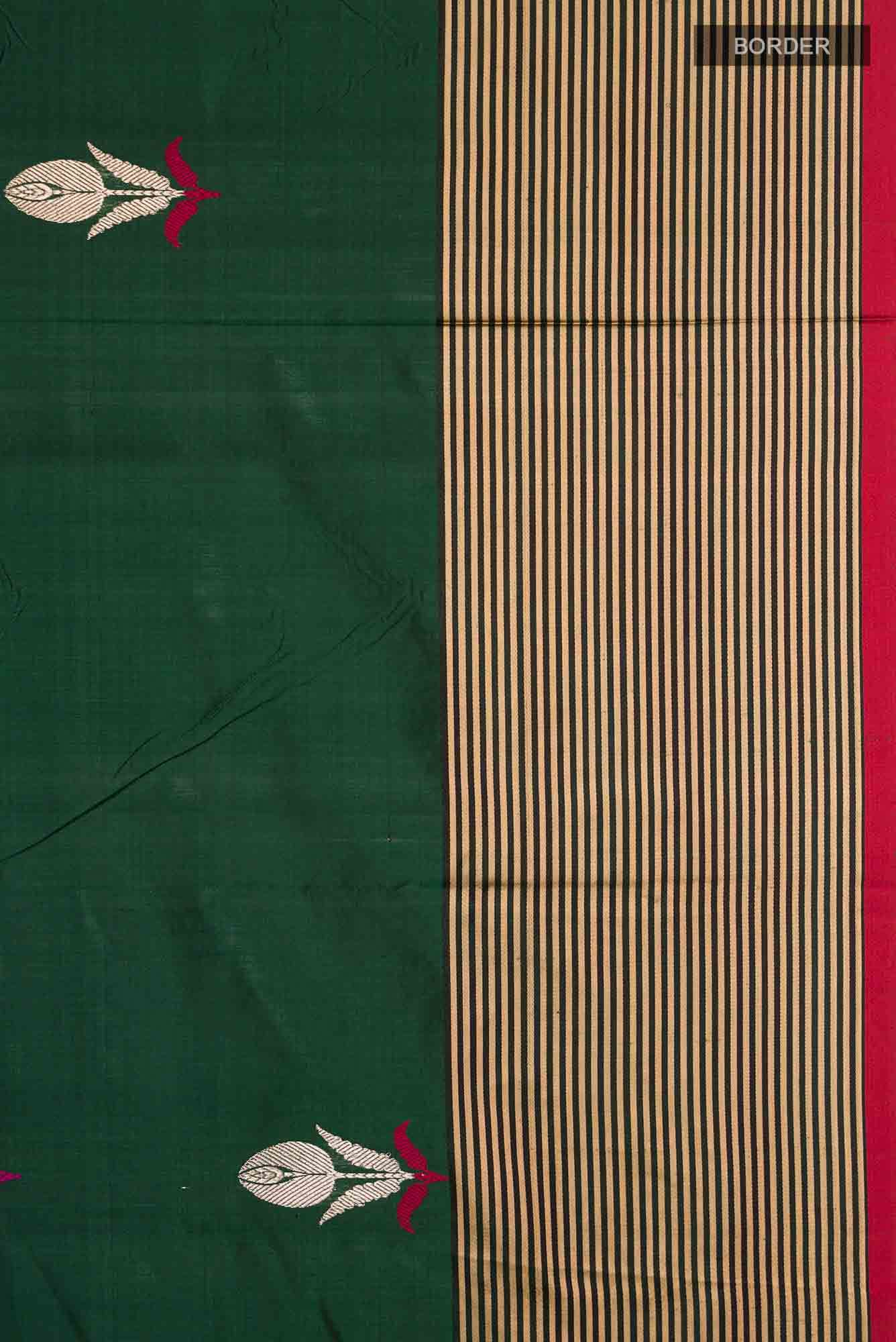 Green Banarasi Katan Silk Saree - Image 4
