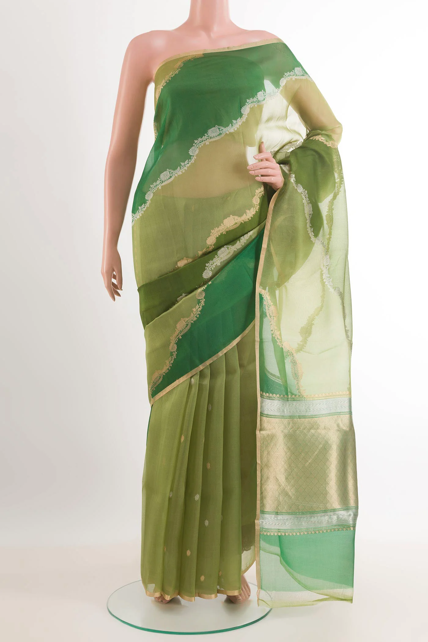 Multi Color Banarasi Kora Silk Saree