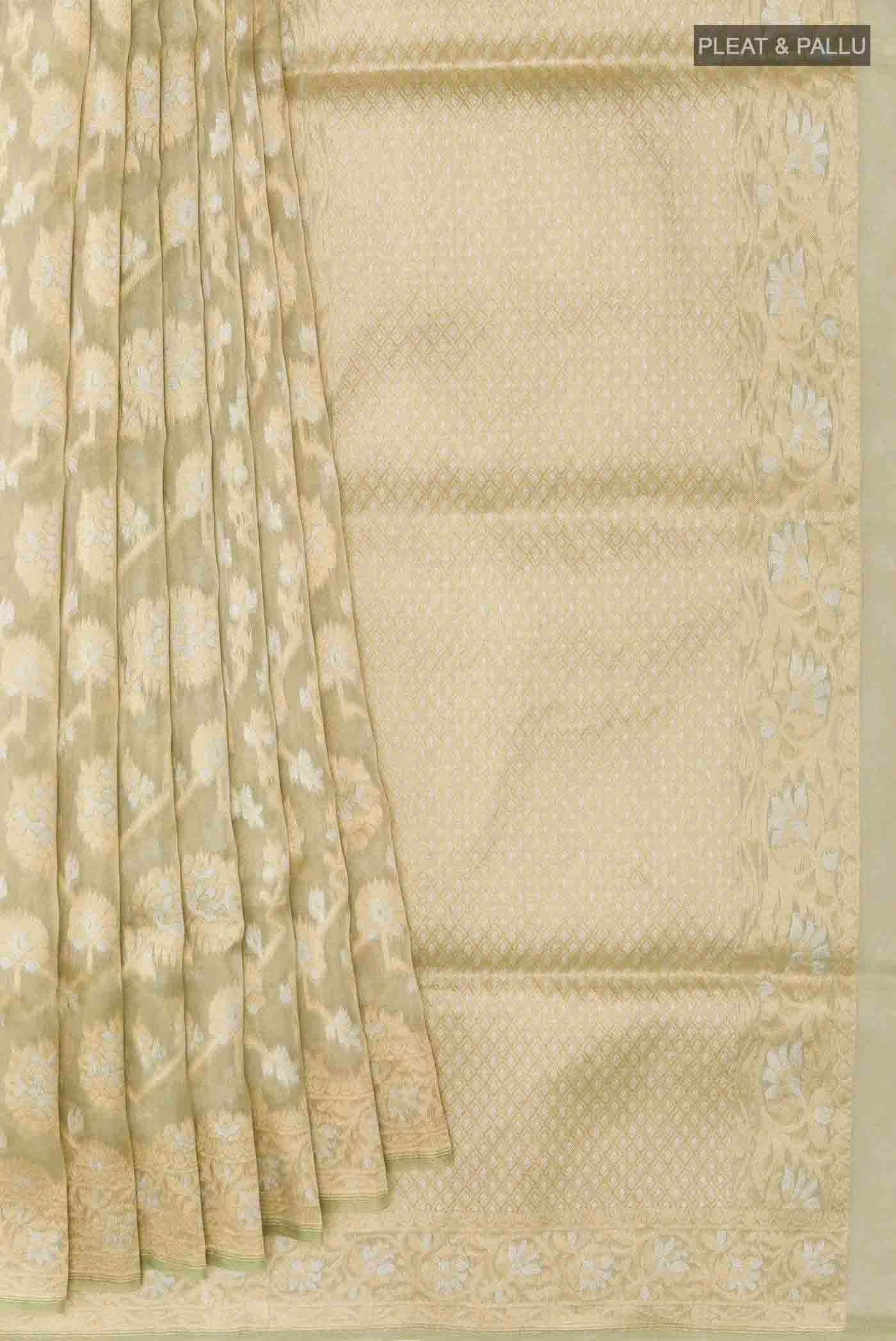 Green Banarasi Kora Silk Saree - Image 4