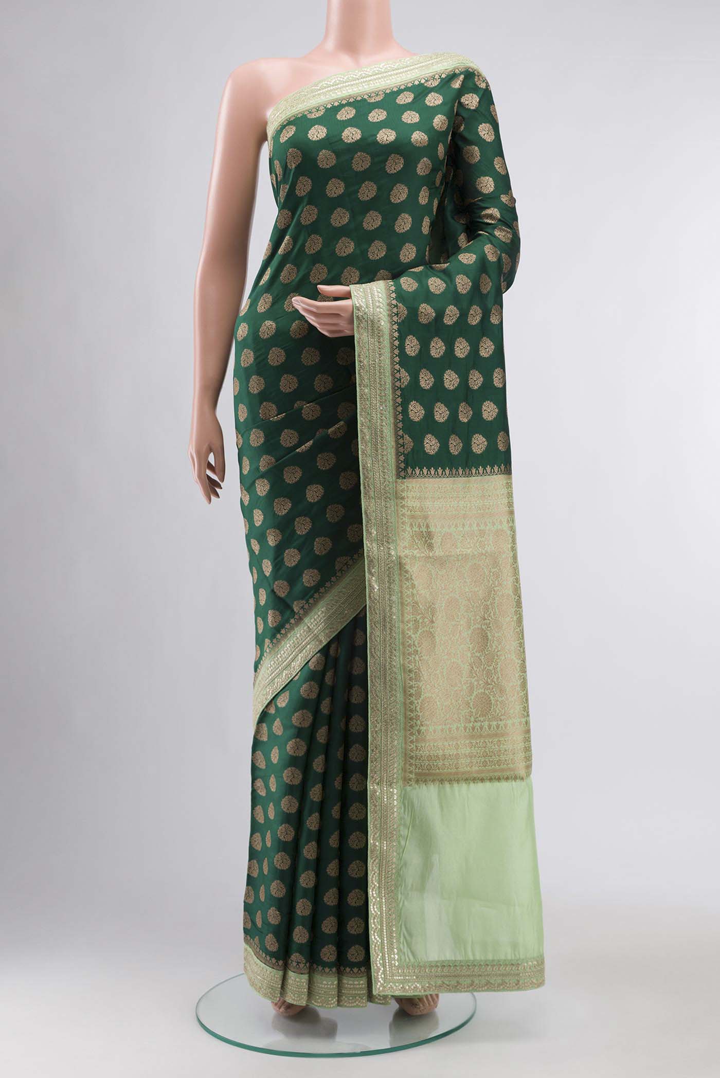 Green Banarasi Raw Silk Saree