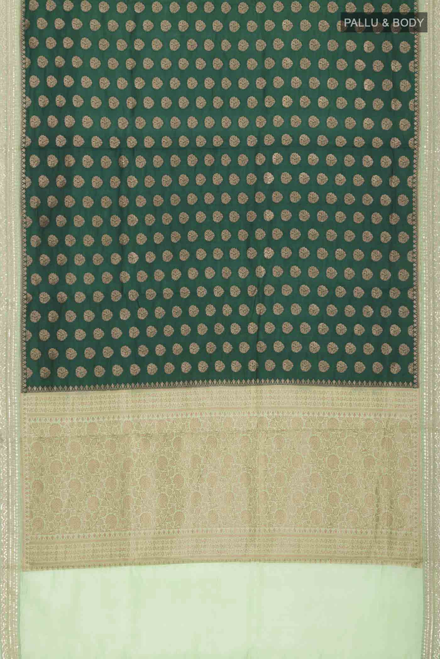 Green Banarasi Raw Silk Saree - Image 5
