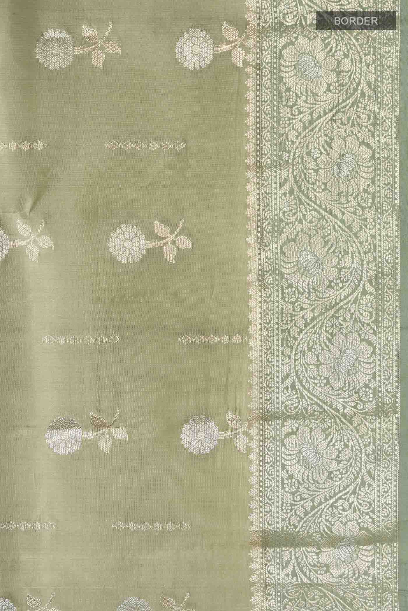 Green Banarasi Raw Silk Saree - Image 3