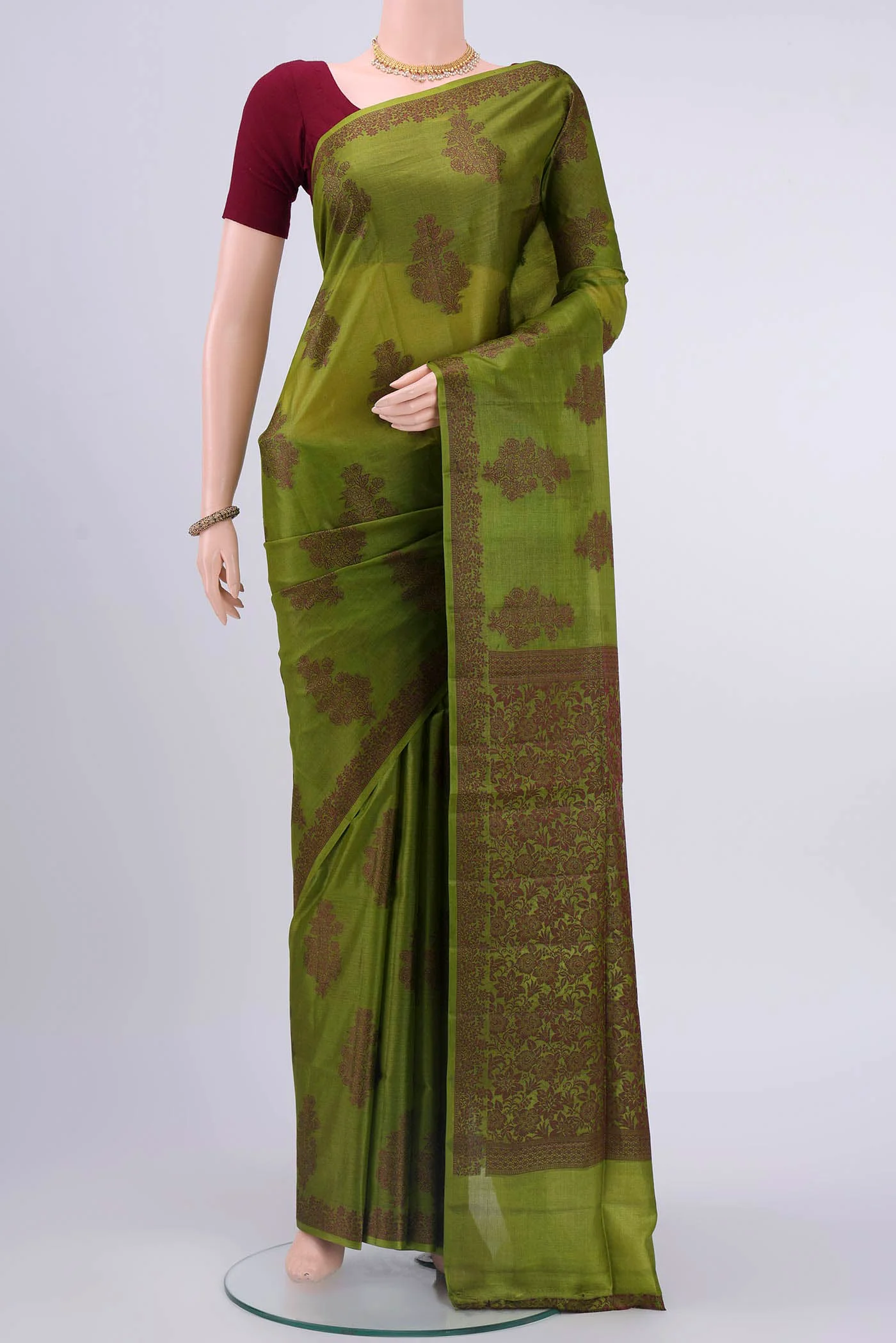 Green Banarasi Raw Silk Saree