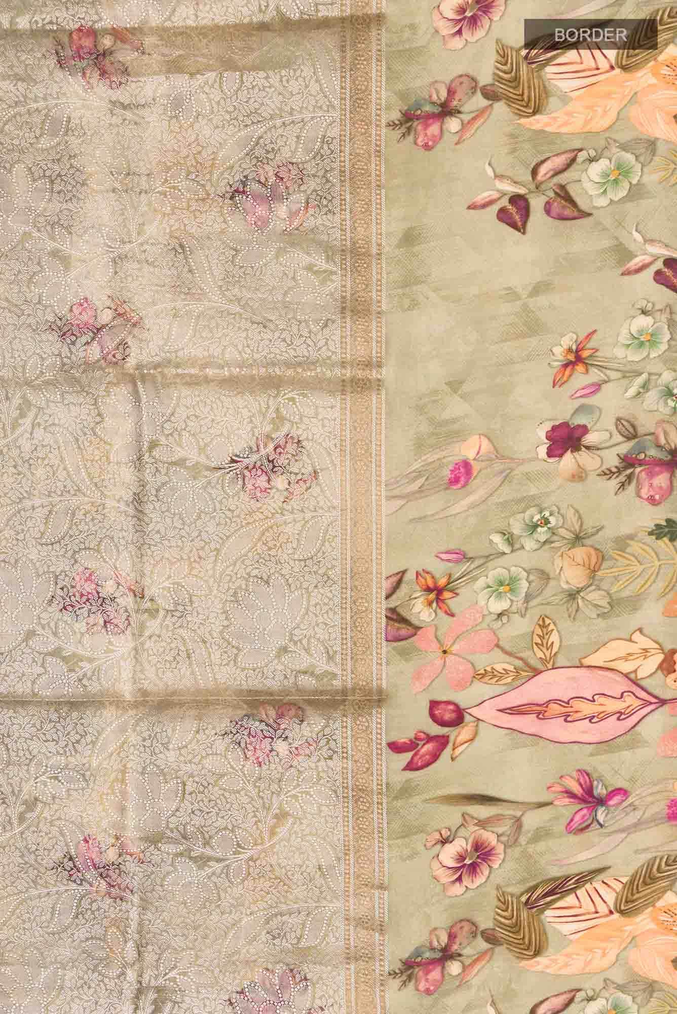 Green Banarasi Raw Silk Saree - Image 5