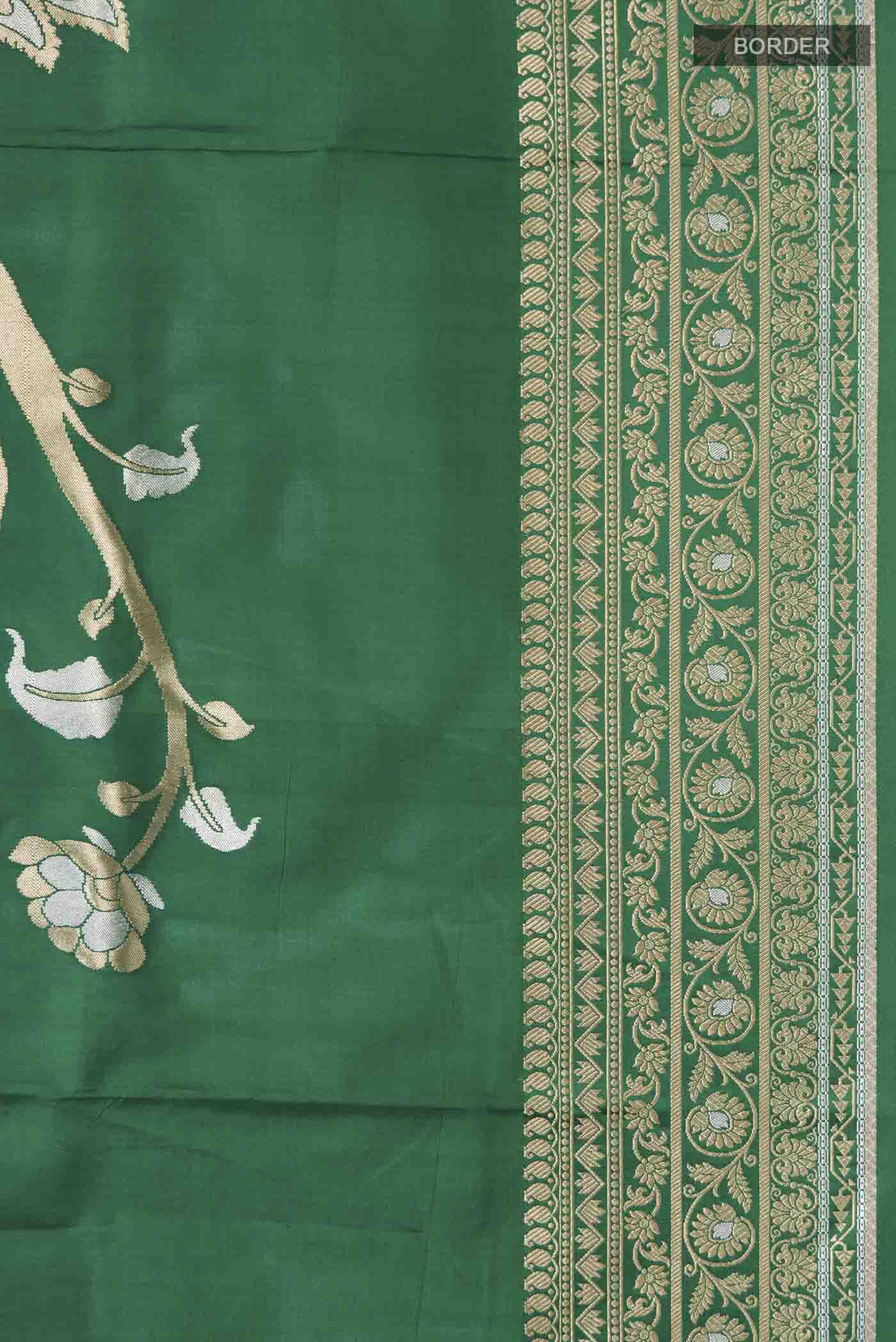 Green Banarasi Silk Saree - Image 3