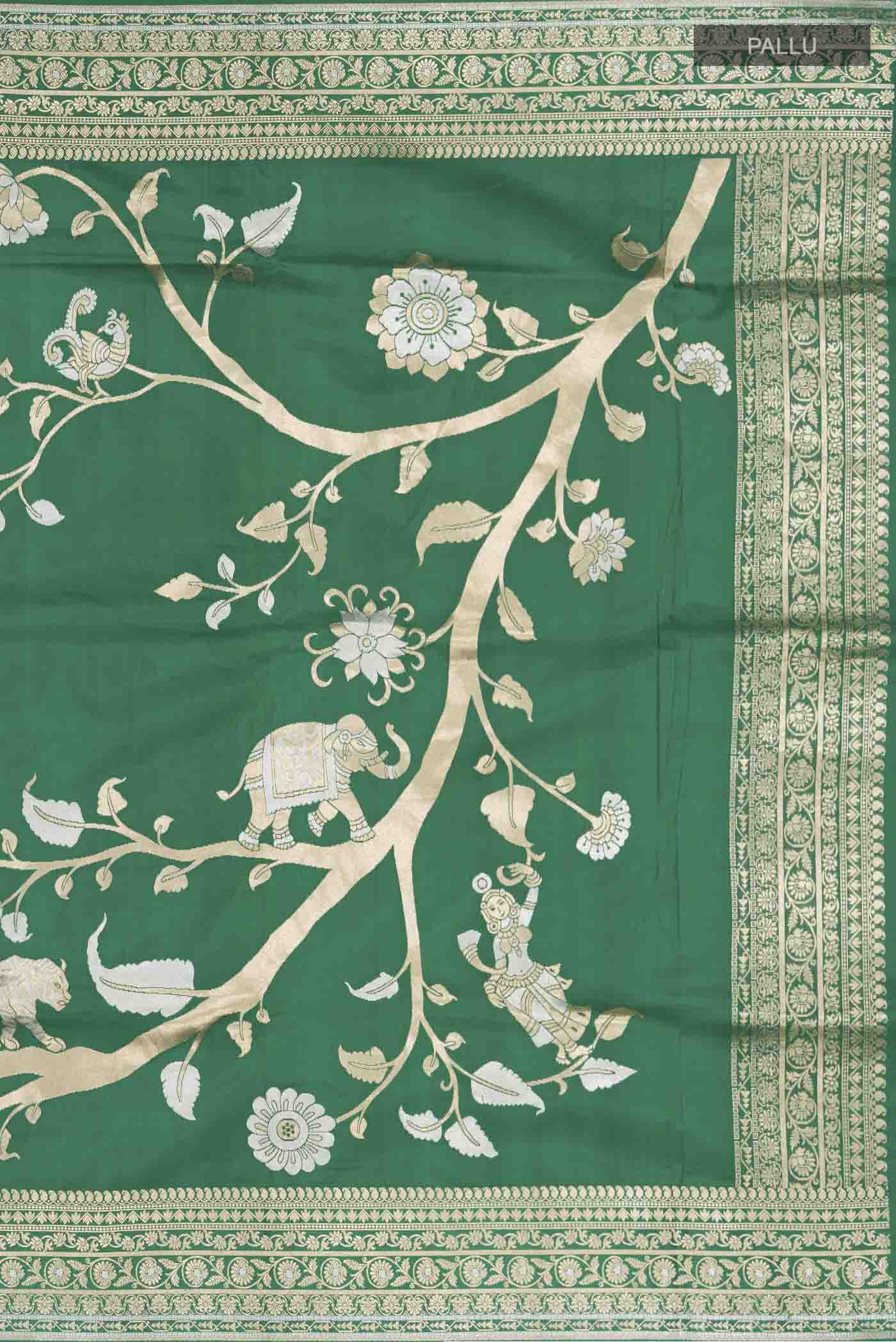 Green Banarasi Silk Saree - Image 7