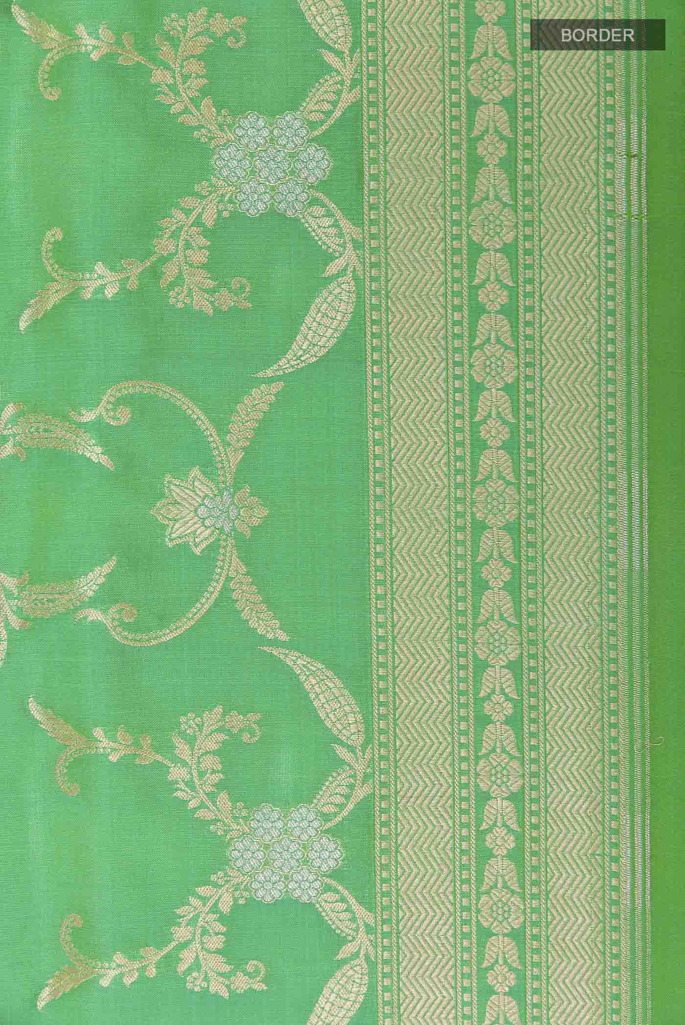 Green Banarasi Silk Saree - Image 3