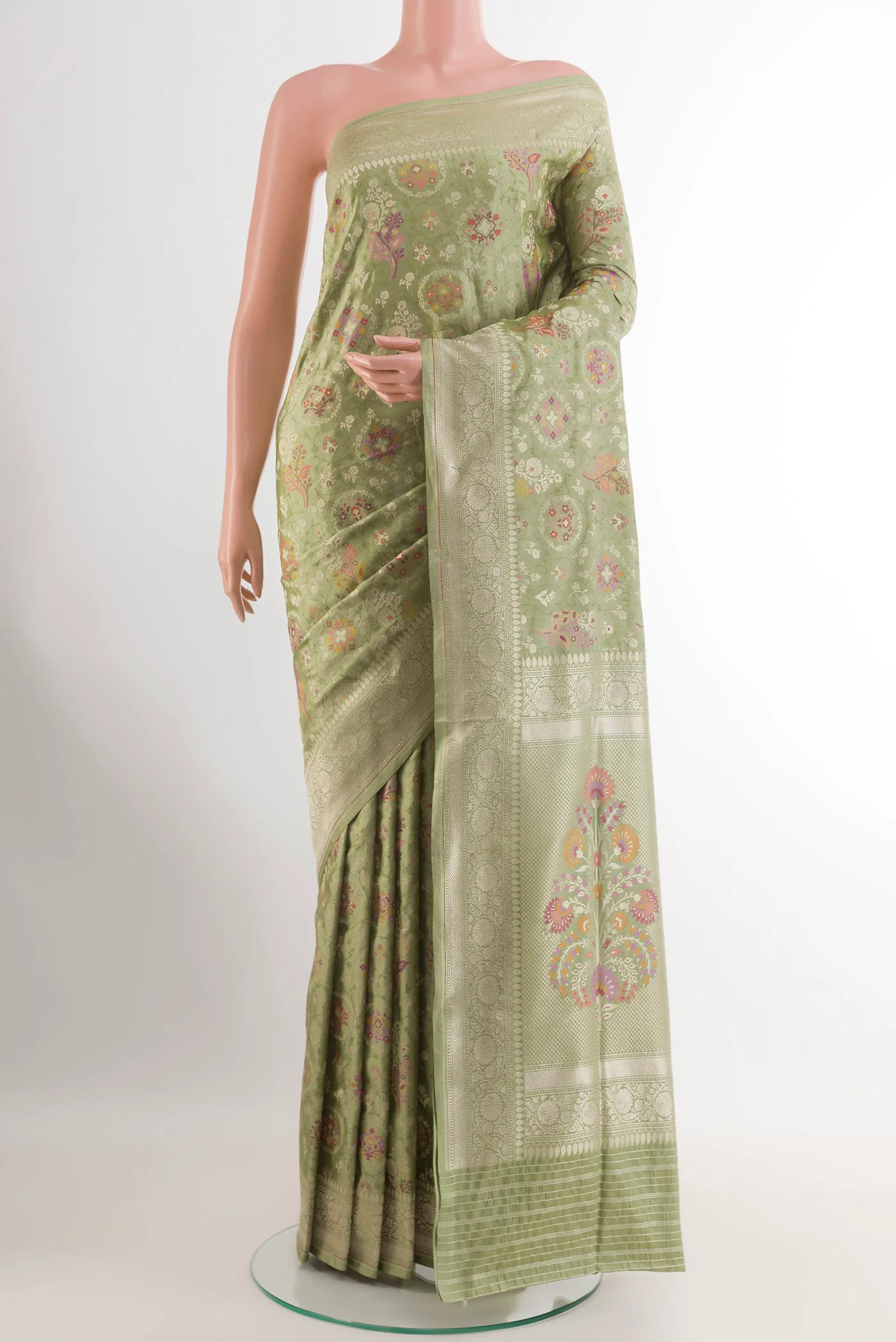 Sage Green Banarasi Silk Saree