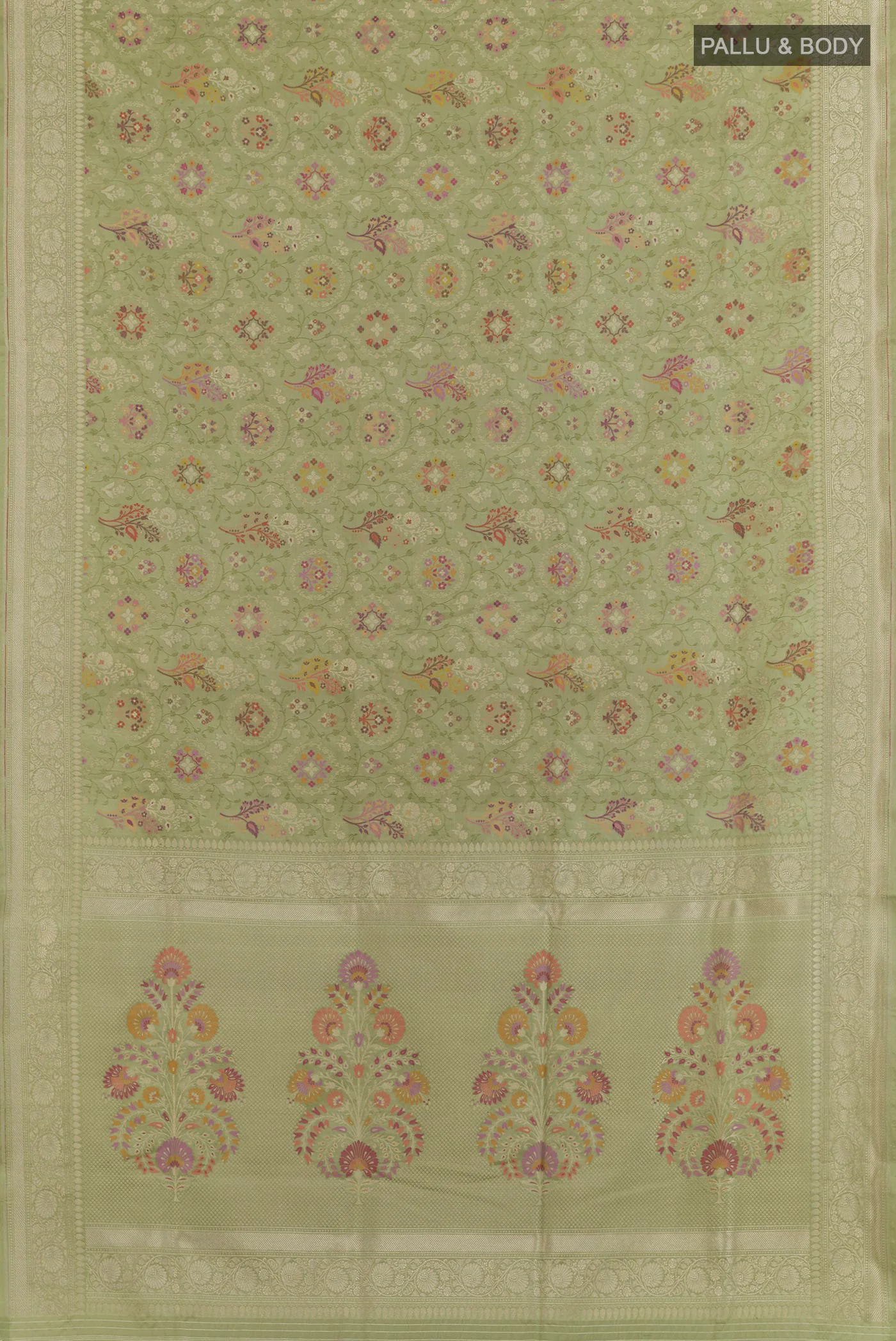 Sage Green Banarasi Silk Saree - Image 5