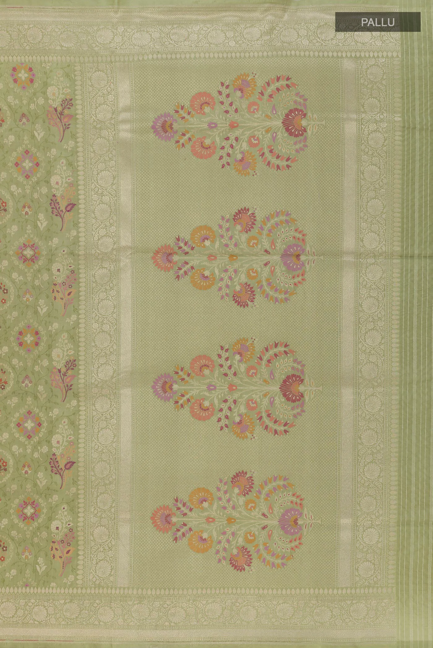 Sage Green Banarasi Silk Saree - Image 6