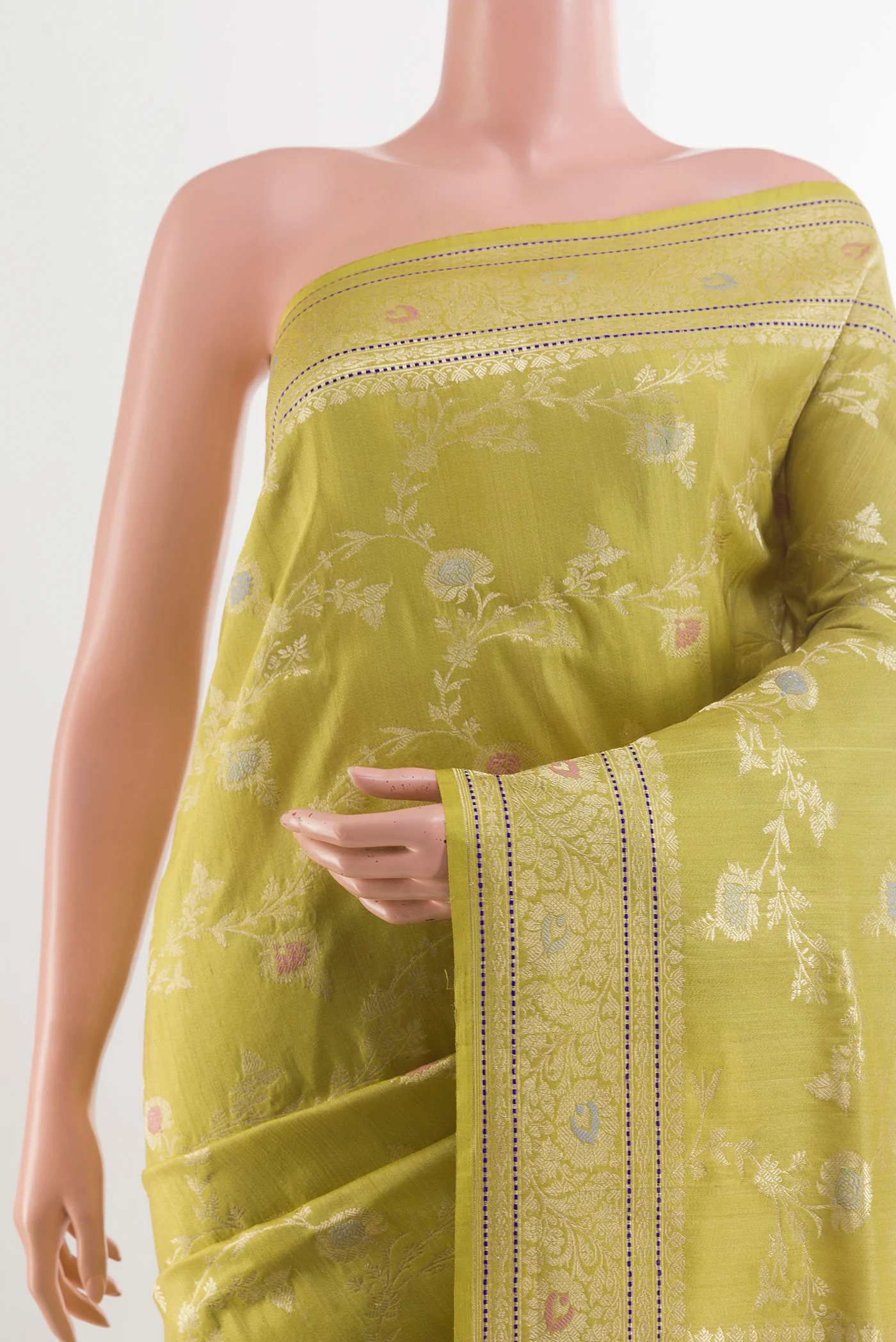 Green Banarasi Tussar Silk Saree - Image 2