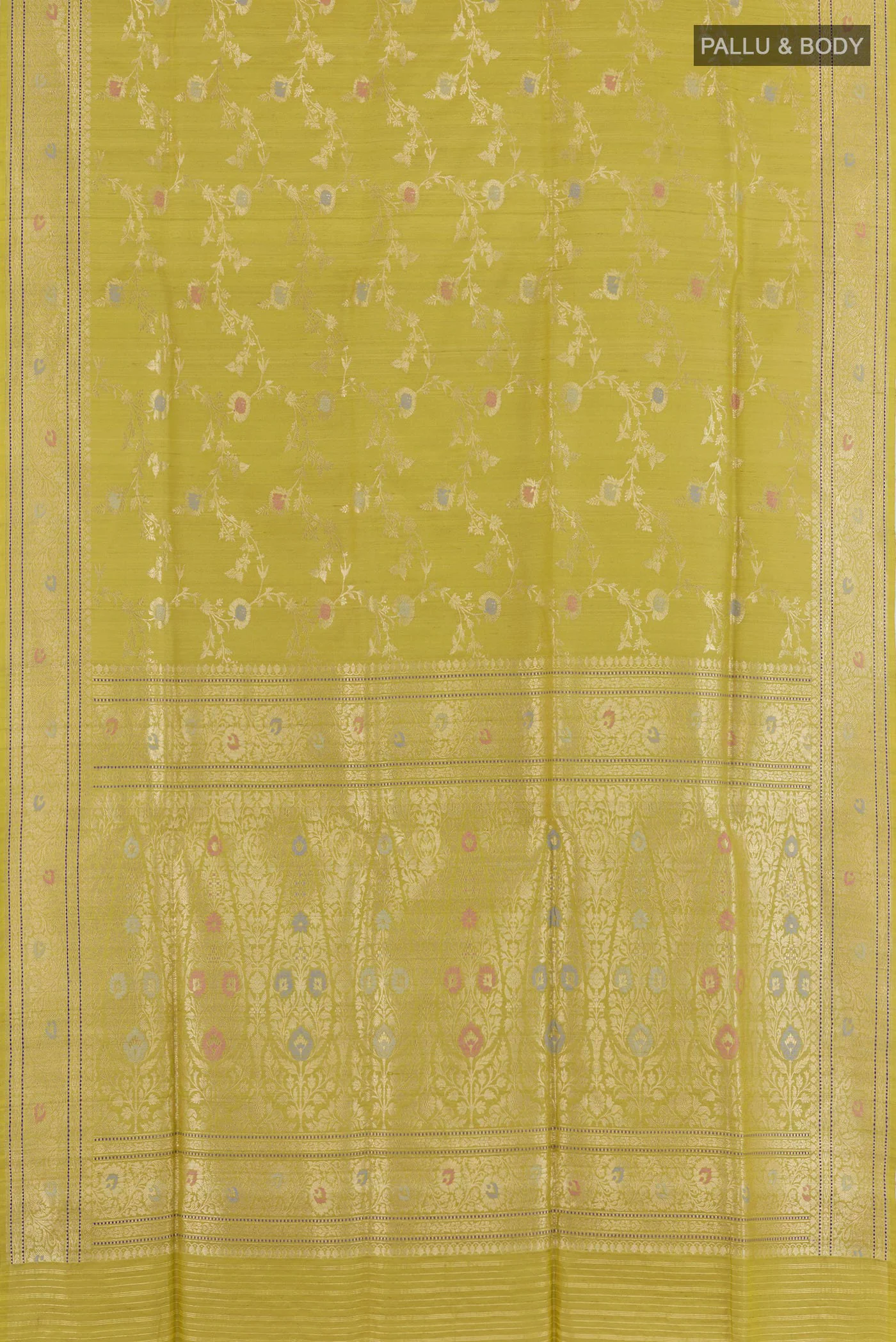 Green Banarasi Tussar Silk Saree - Image 5
