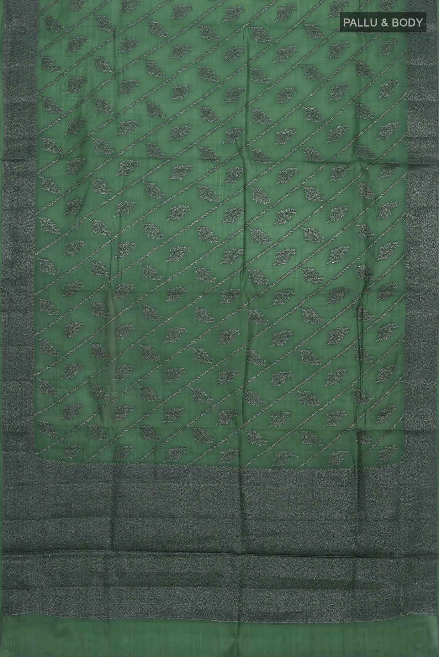 Green Banarasi Tussar Silk Saree - Image 5