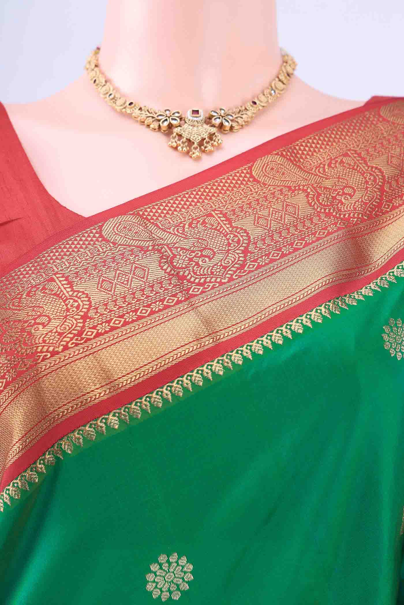Green Bangalore Silk Saree - Image 2