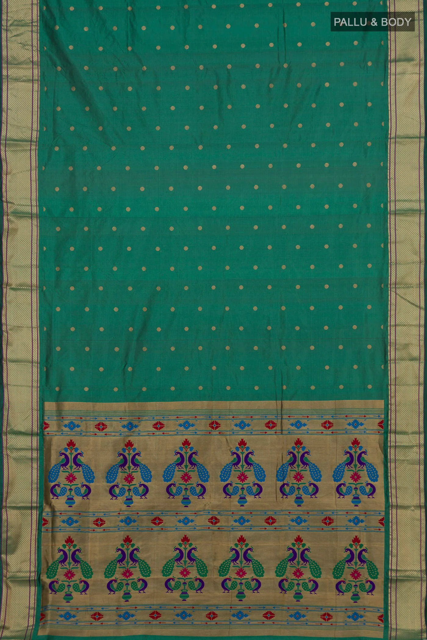 Green Blended Paithani Silk Saree - Image 5