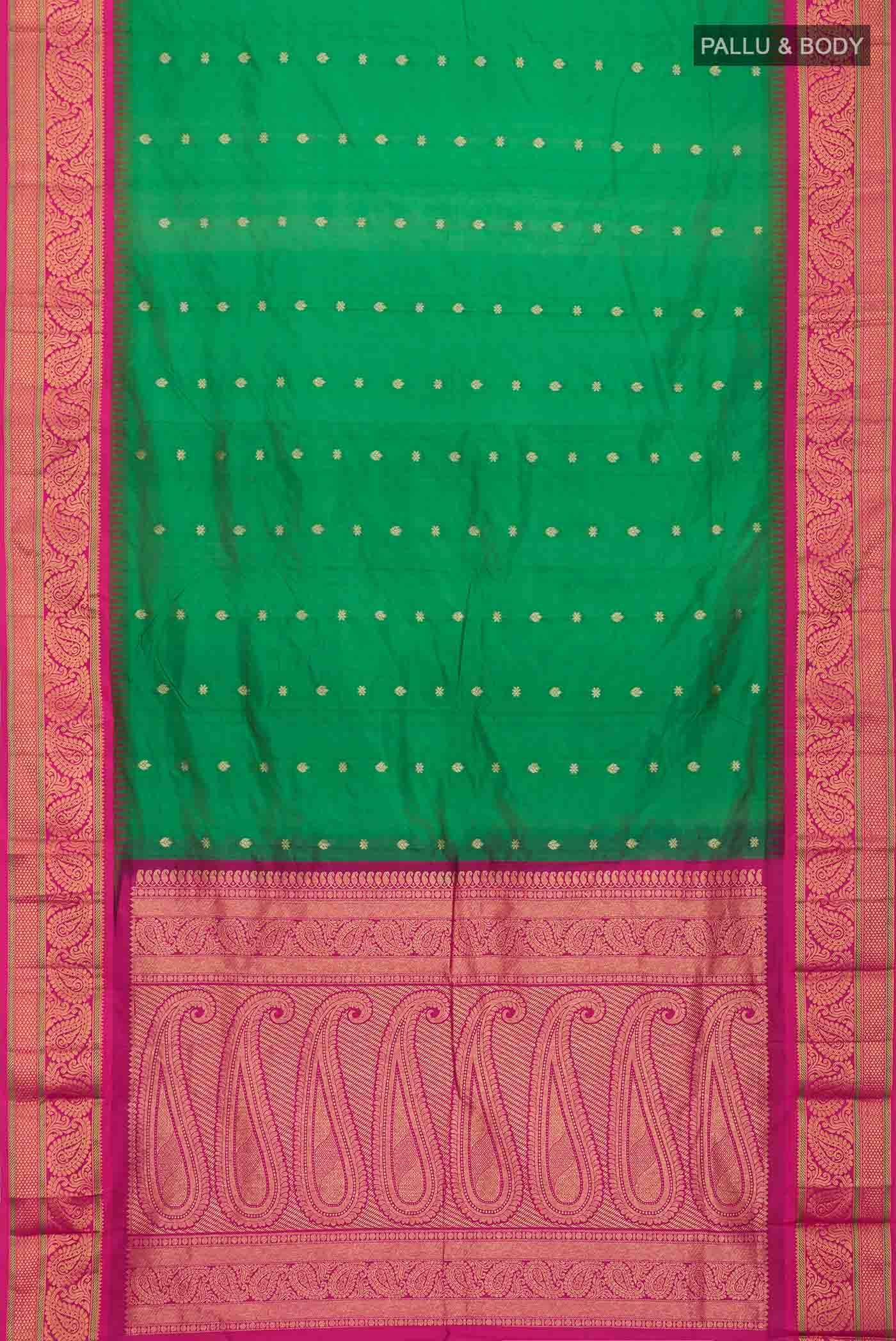 Green Bangalore Silk Saree - Image 2