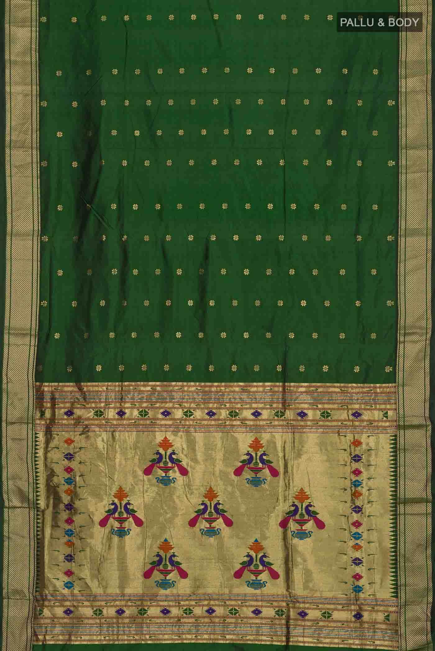 Green Bangalore Silk Saree - Image 2