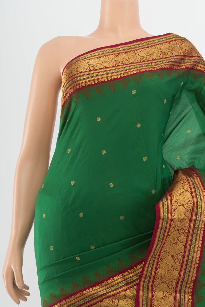 Green Bangalore Silk Saree - Image 2