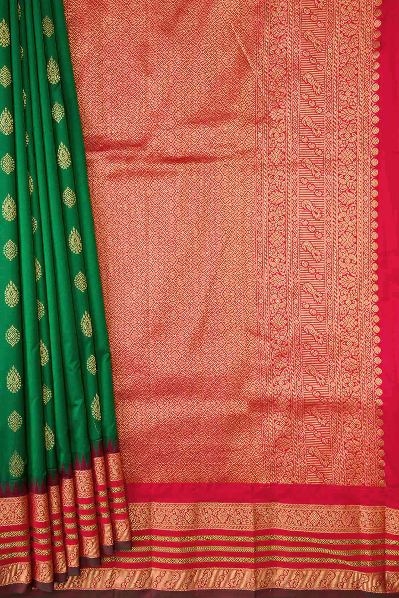 Green Bangalore Silk Saree - Image 4
