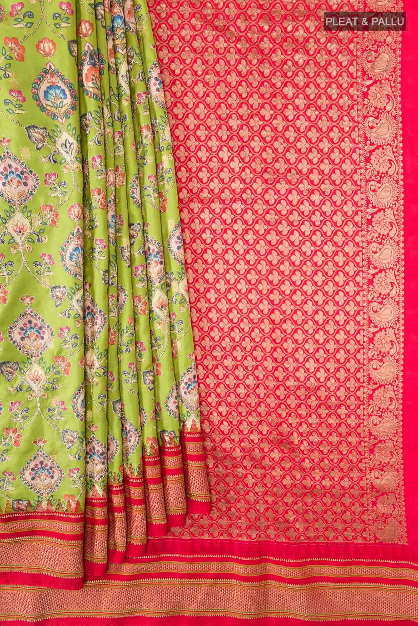 Green Bangalore Silk Saree - Image 2