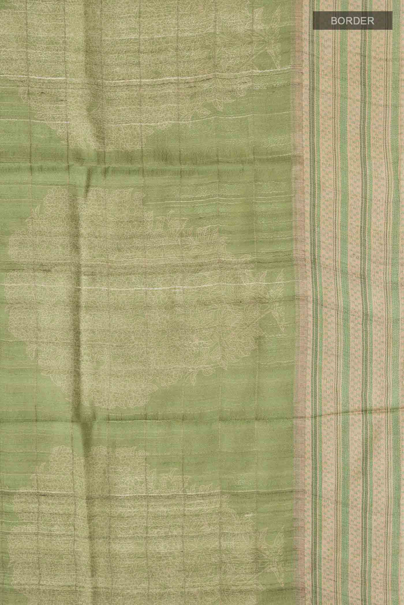 Green Bhagalpuri Tussar Silk Saree - Image 3