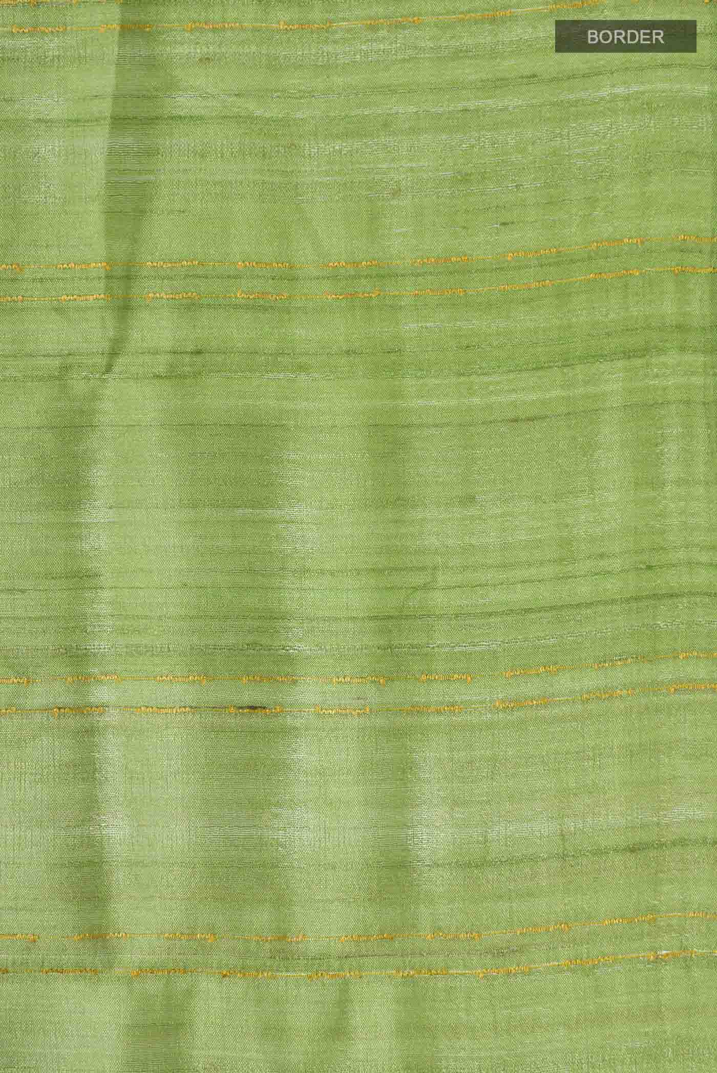 Green Bhagalpuri Tussar Silk Saree - Image 3