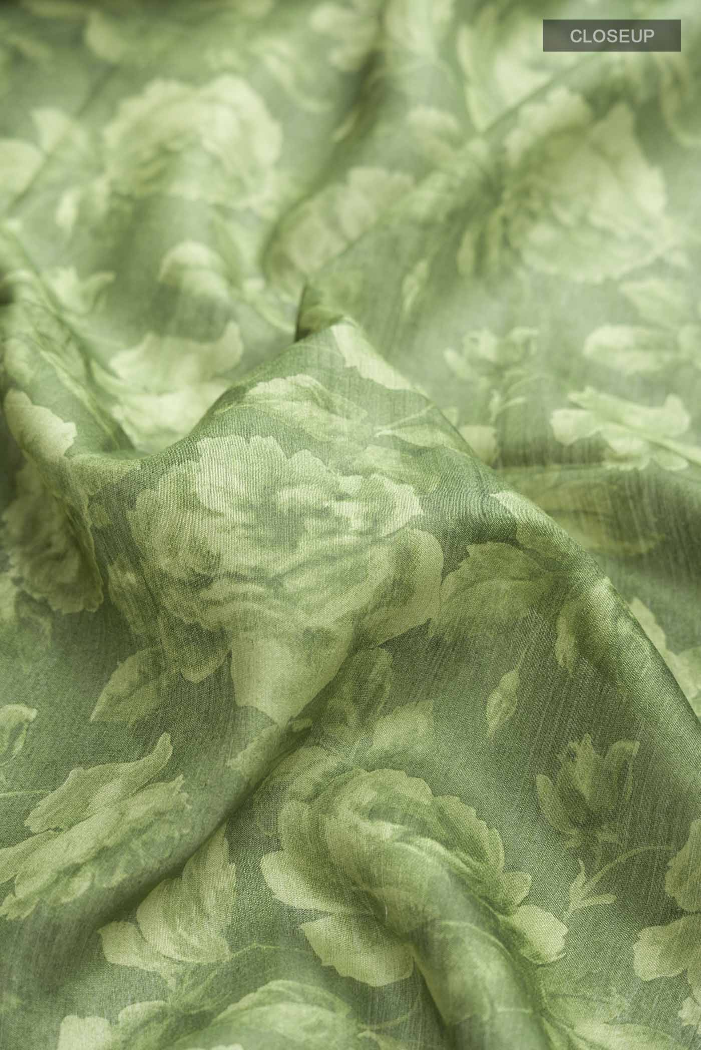 Green Bhagalpuri Tussar Silk Saree - Image 2