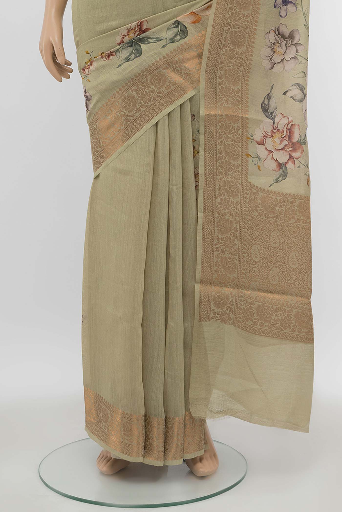 Beige Bhagalpuri Tussar Silk Saree - Image 3