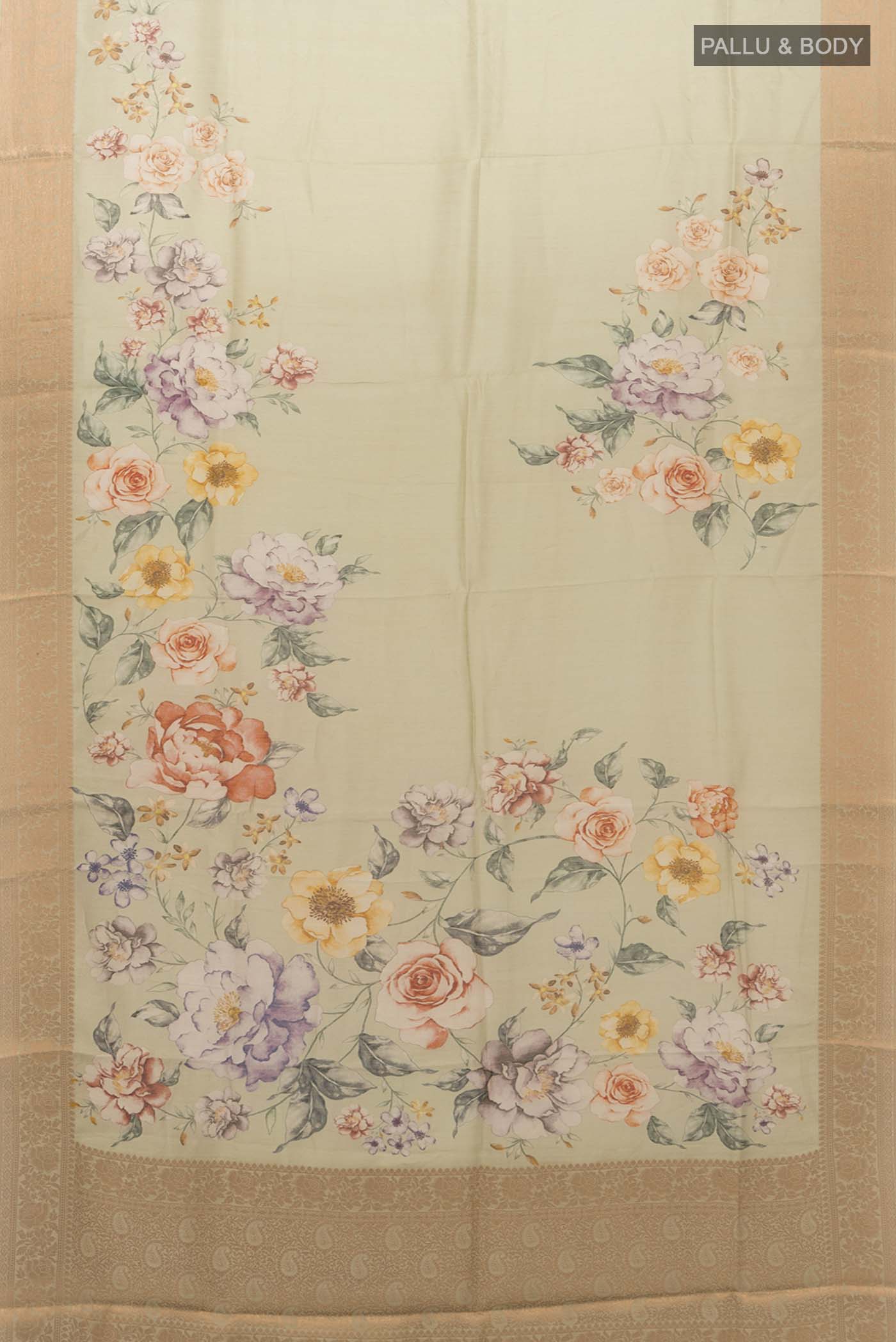 Beige Bhagalpuri Tussar Silk Saree - Image 5