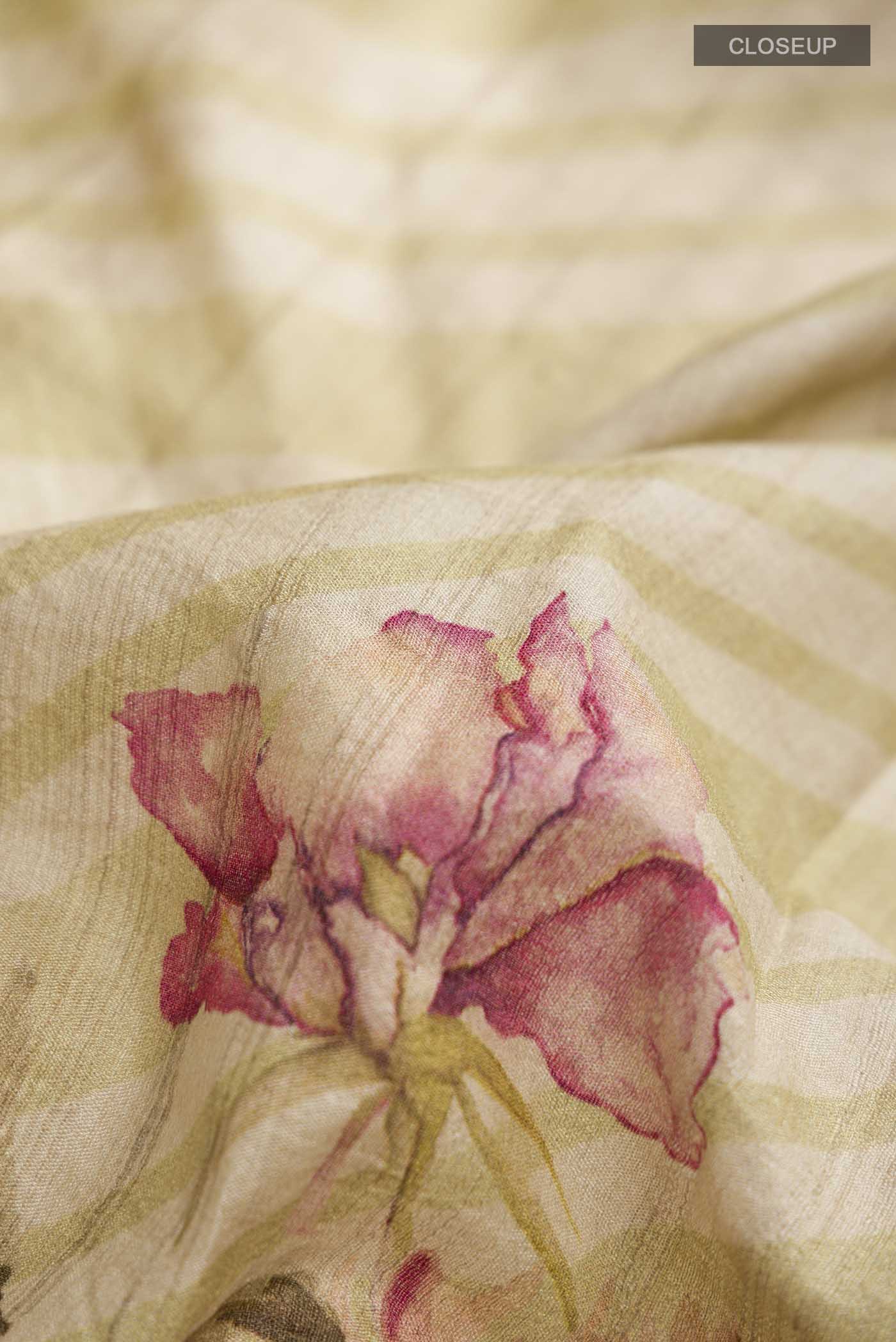 Beige Bhagalpuri Tussar Silk Saree - Image 2