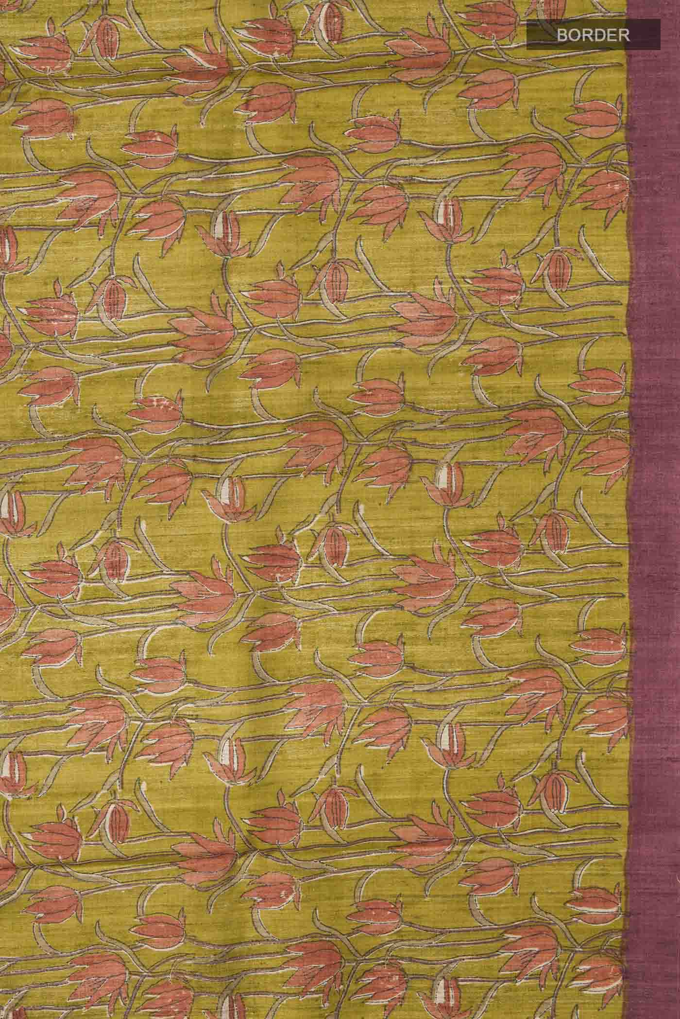 Mehandi Green Bhagalpuri Tussar Silk Saree - Image 3