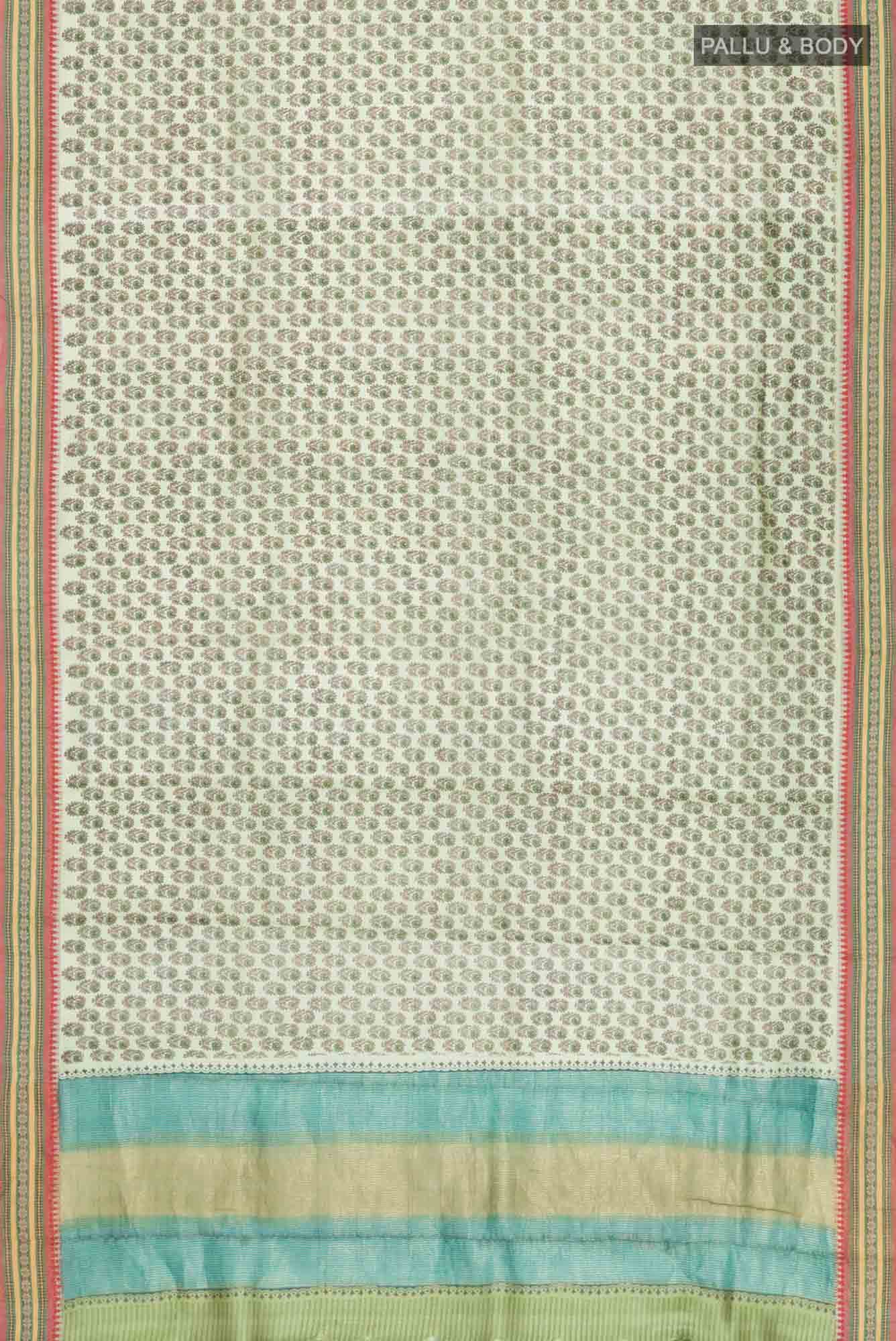 Green Bhagalpuri Tussar Silk Saree - Image 3