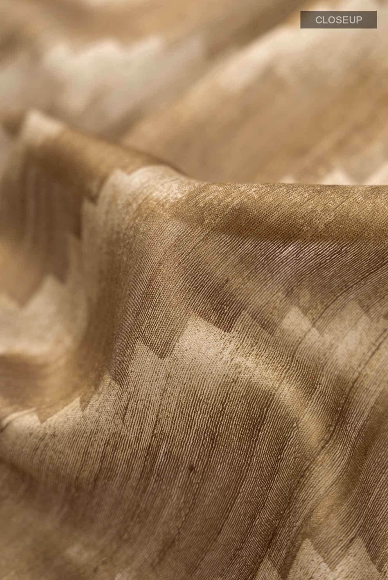 Brown Bhagalpuri Tussar Silk Saree - Image 3