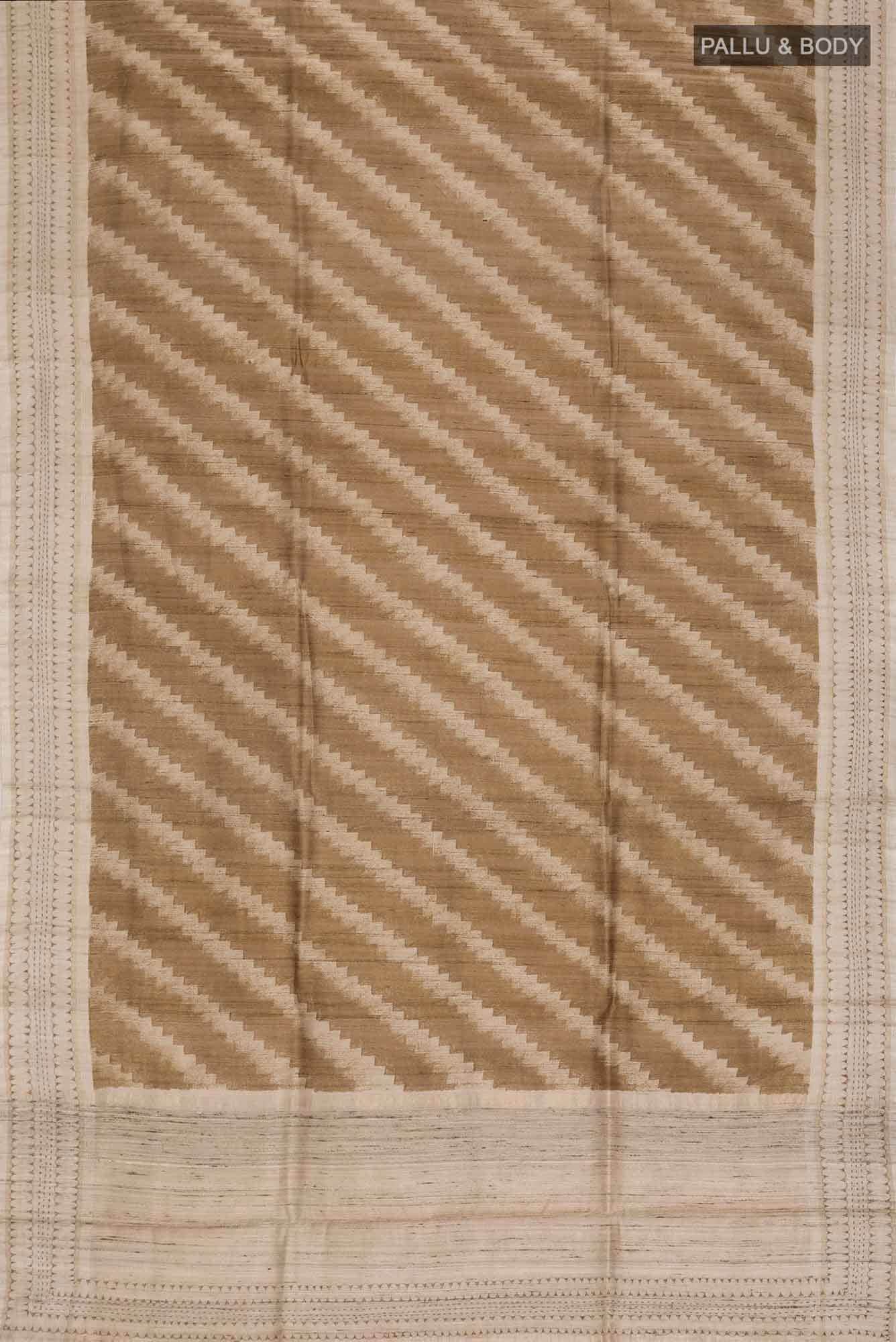 Brown Bhagalpuri Tussar Silk Saree - Image 4