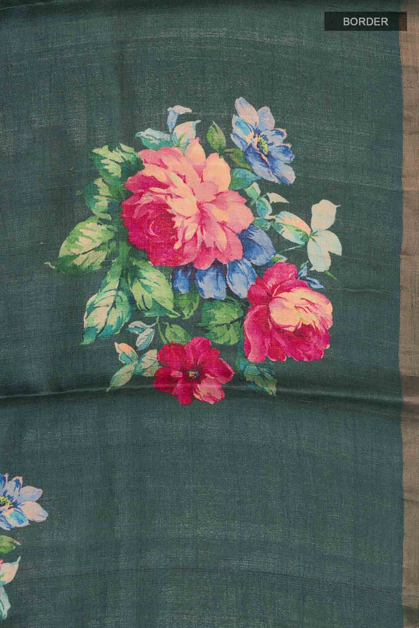 Green Bhagalpuri Tussar Silk Saree - Image 4