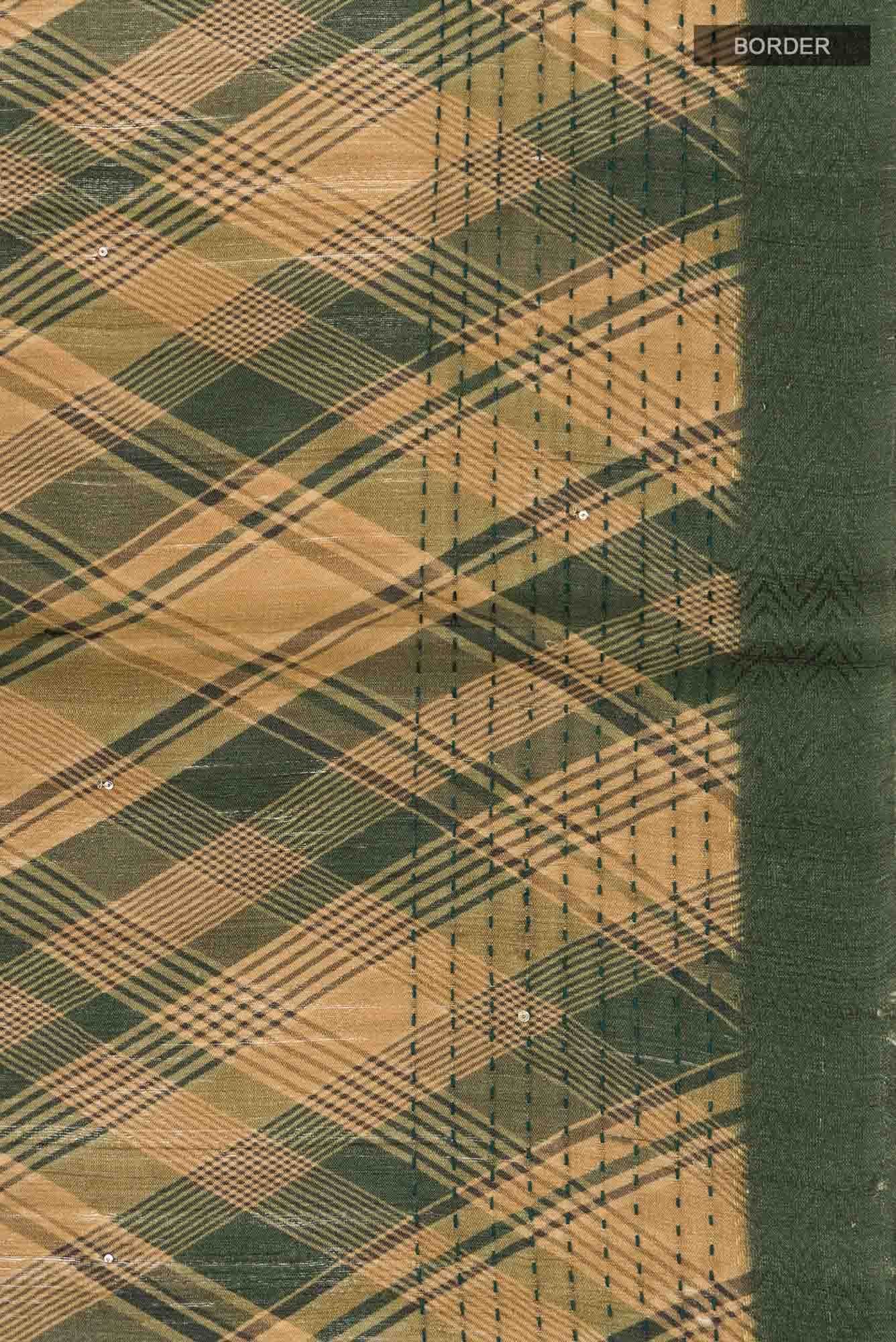 Green Bhagalpuri Tussar Silk Saree - Image 4