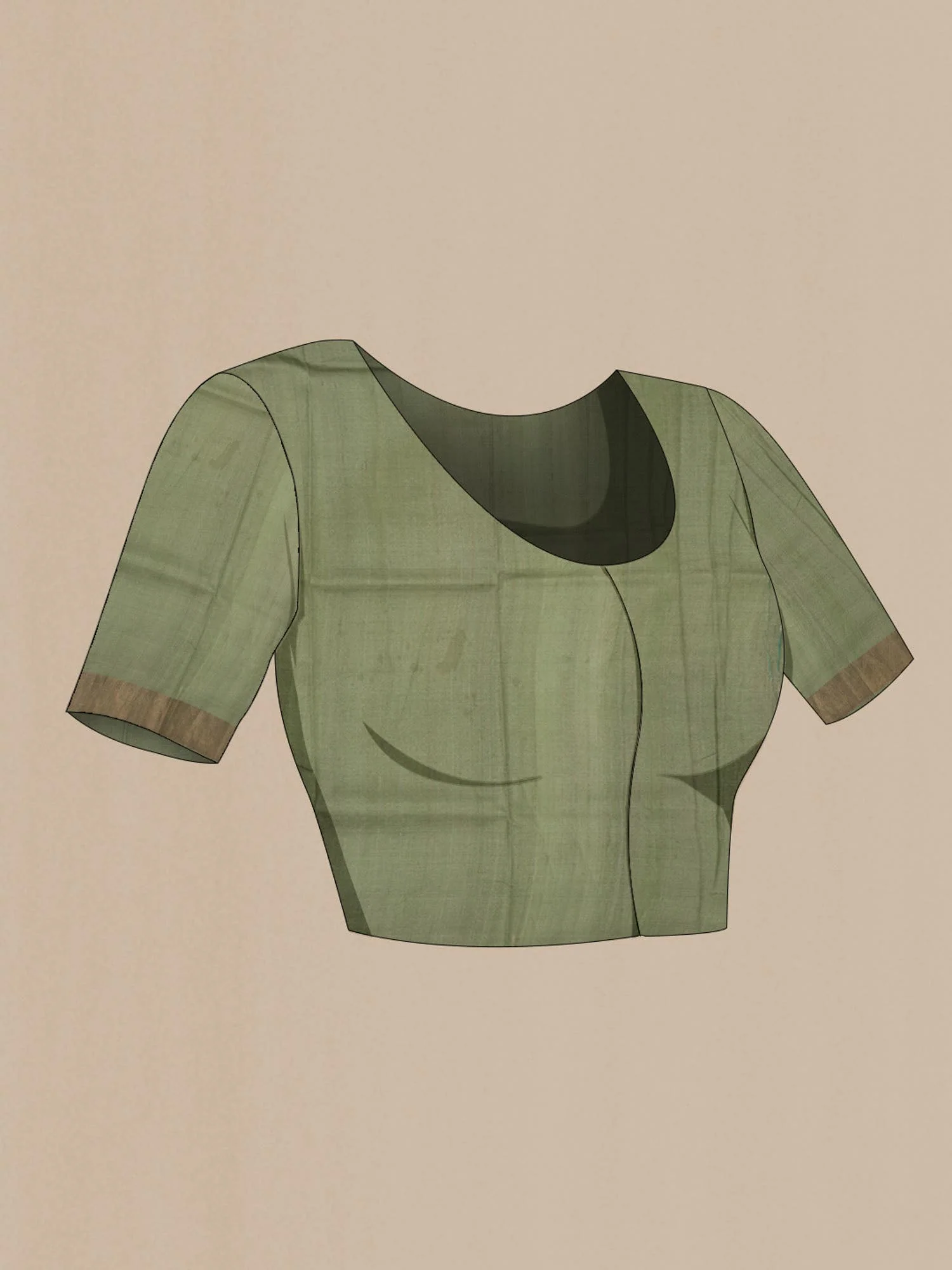 Green Bhagalpuri Tussar Silk Saree - Image 5