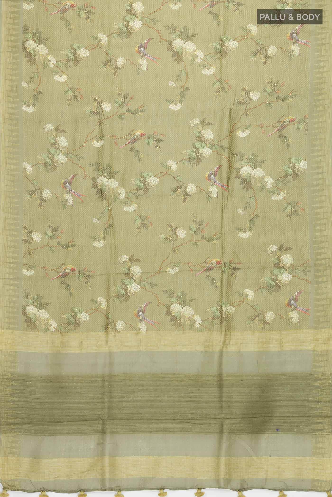 Green Bhagalpuri Tussar Silk Saree - Image 3
