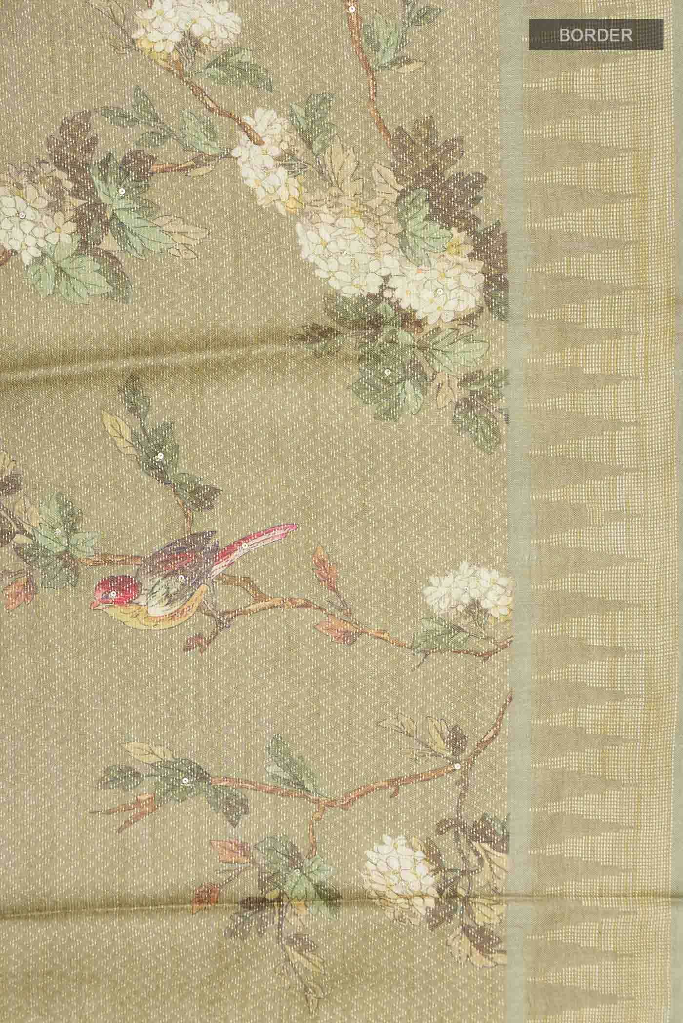 Green Bhagalpuri Tussar Silk Saree - Image 4