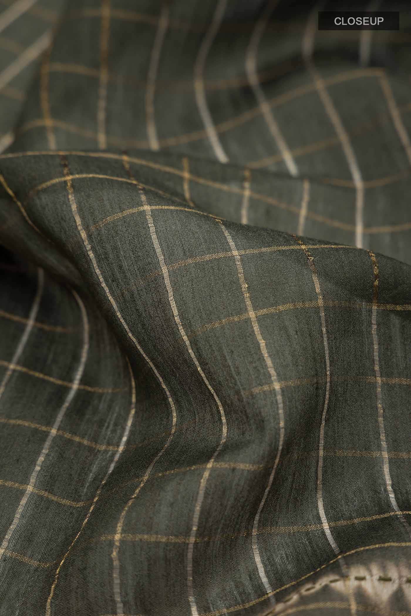 Green Bhagalpuri Tussar Silk Saree - Image 2