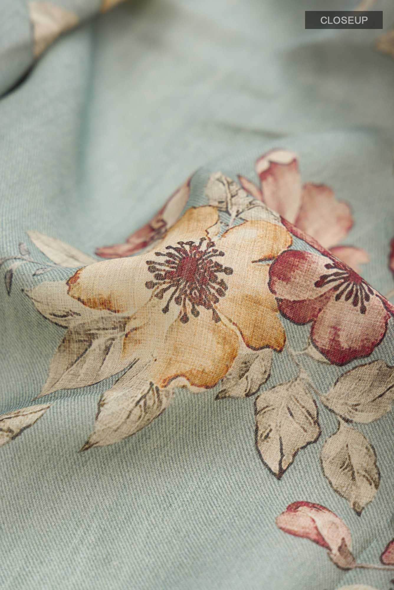 Grey Bhagalpuri Tussar Silk Saree - Image 2
