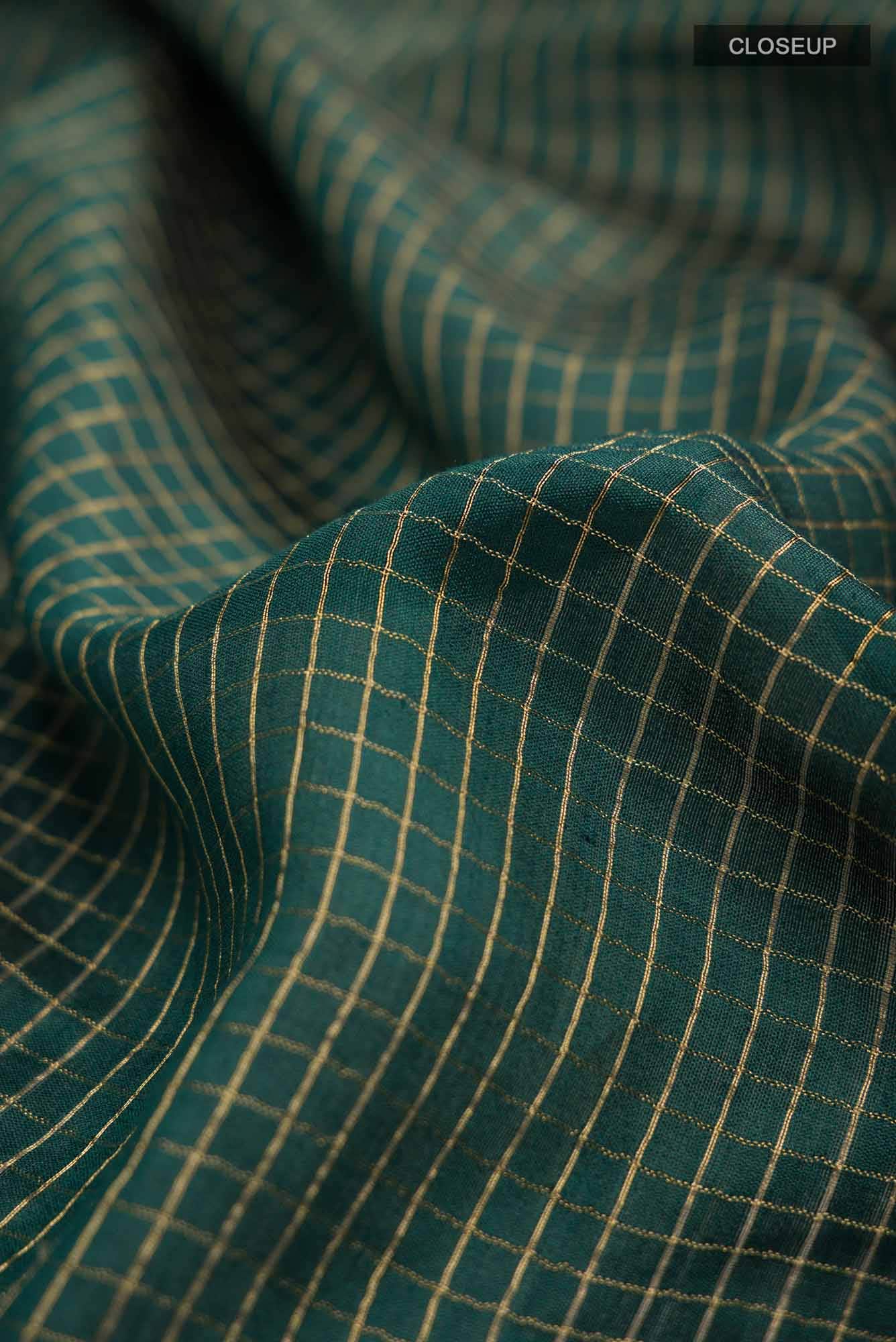 Green Bhagalpuri Tussar Silk Saree - Image 3