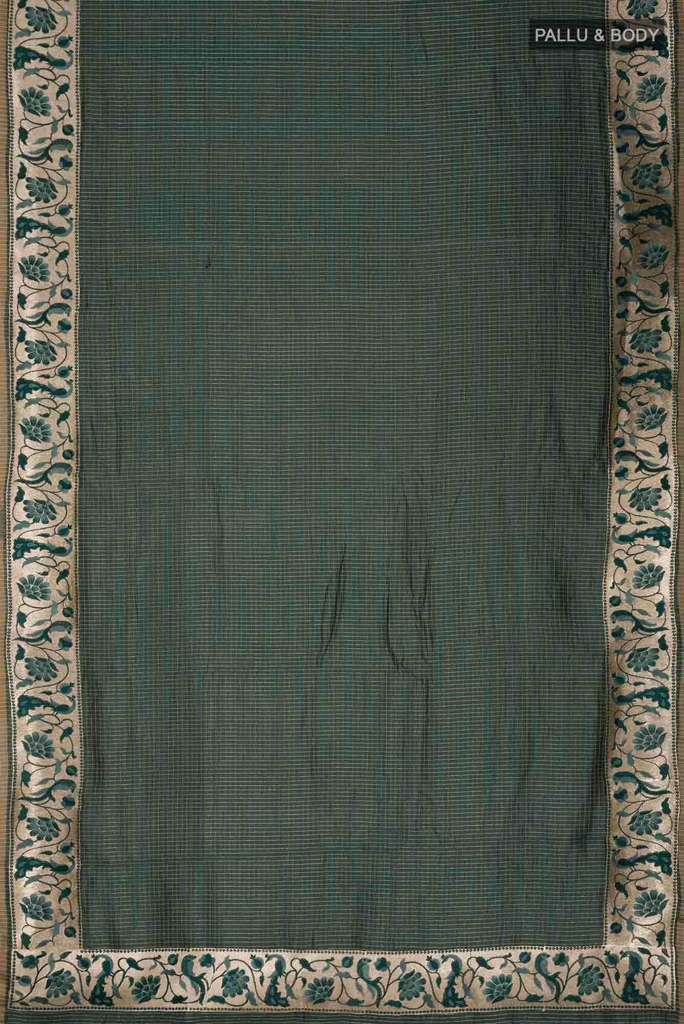 Green Bhagalpuri Tussar Silk Saree - Image 4