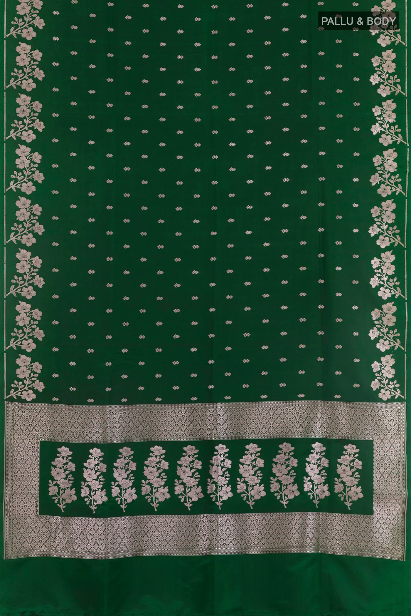 Green Blended Banarasi Silk Saree - Image 3