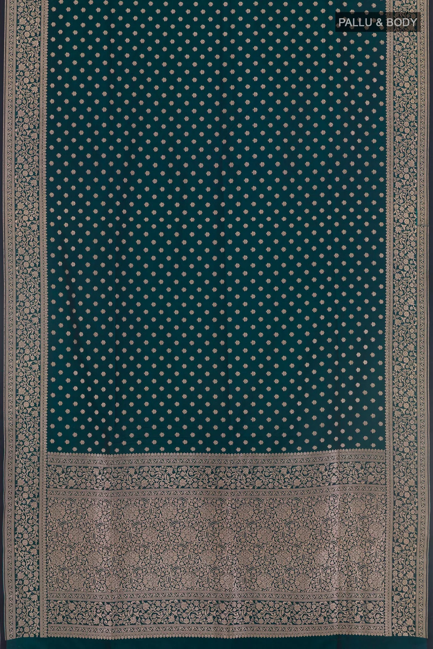 Green Blended Banarasi Silk Saree - Image 3