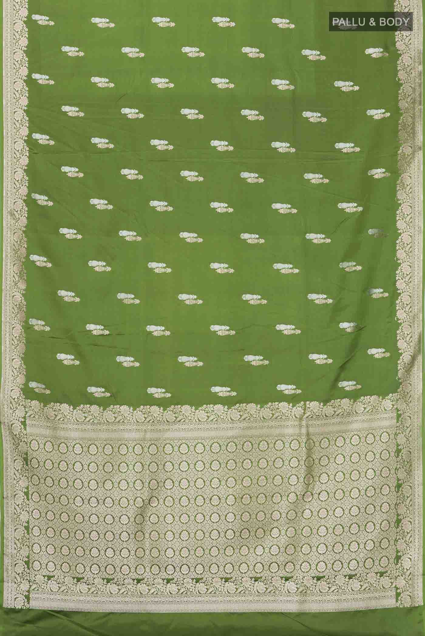 Green Blended Banarasi Silk Saree - Image 3